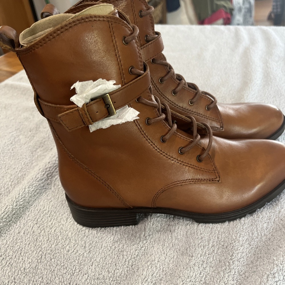 Naturalizer Women's Sycamore Combat Boot Spiced Cider Brown Leather 7.5 NEW - Picture 2 of 11